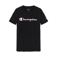 Champion 美版 草写logo纯色圆领短袖情侣T恤 athletics线 GT23H-Y06794-003 黑色 XS